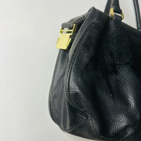 STEVE MADDEN Women's Black Embossed Faux Leather Gold Accent Handbag Purse - Picture 6 of 12